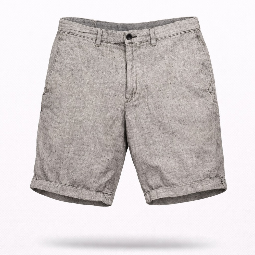Banana Republic Men’s Aiden Linen Blend Gray Flat Front Shorts Size 32 Beach​​